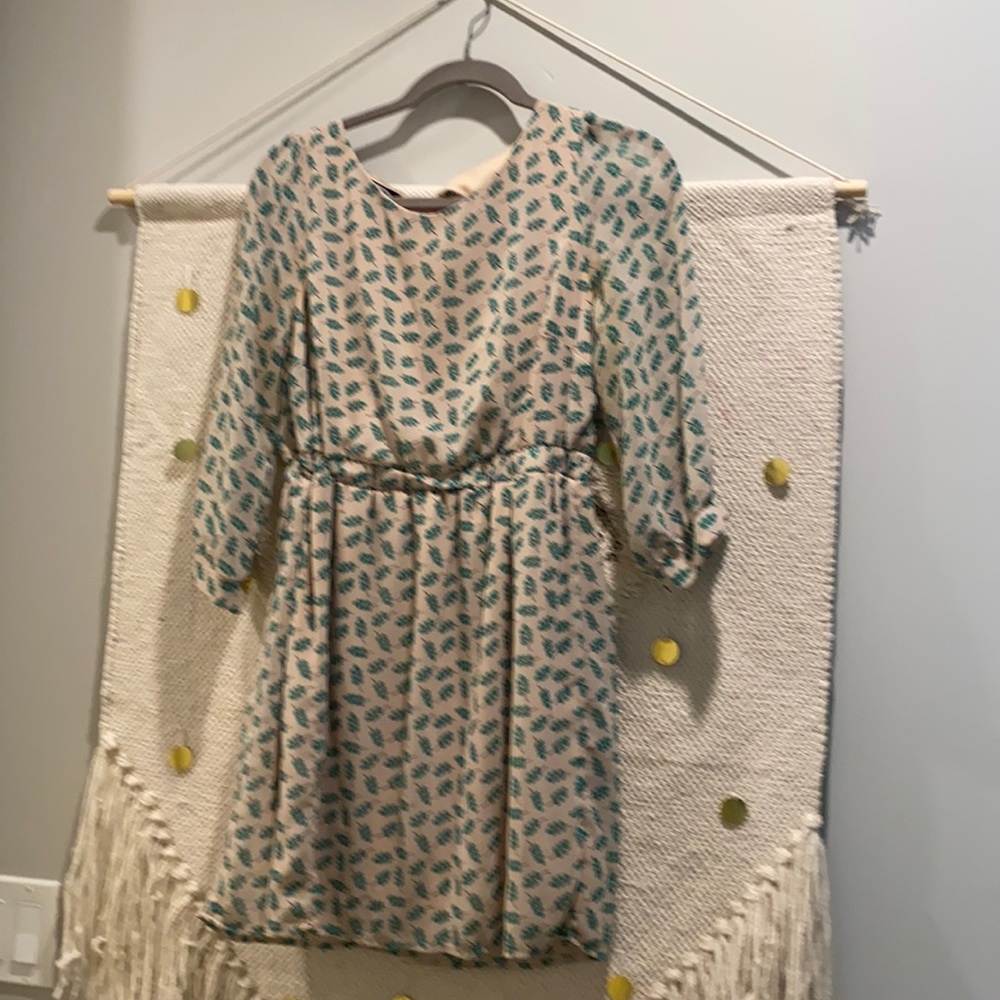 Woman’s long sleeve floral print backless dress , size M